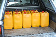 A large amount of yellow oil Stored in the pickup truck