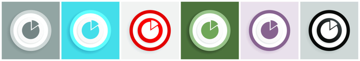 Aufkleber - Chart icon set, colorful flat design vector illustrations in 6 options for web design and mobile applications