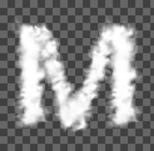 Font Made Of Clouds. Vector Letter M