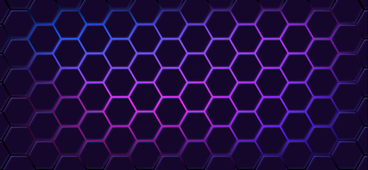 Poster - Abstract neon background with violet light, line and texture.