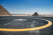 The heliport near the ancient pyramid complex at the Giza Plateau, Cairo, Egypt