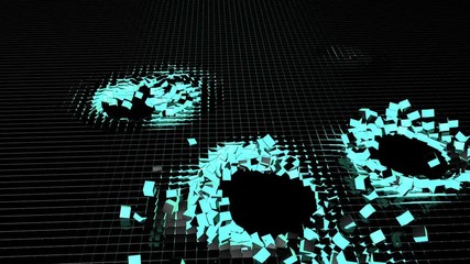 Poster - The rapid movement of particles in the form of cubes forms various structures. Force field.
