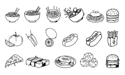 Wall Mural - hand drawn set of food illustration, For food business isolated background