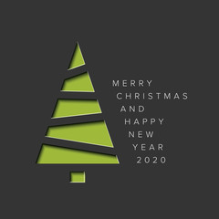 Wall Mural - minimalistic christmas card with christmas tree