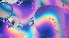 Oil Drops In Water. Abstract Psychedelic Pattern Image Rainbow Colored. Abstract Background With Colorful Gradient Colors. DOF