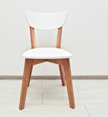 One modern wooden chair in the kitchen