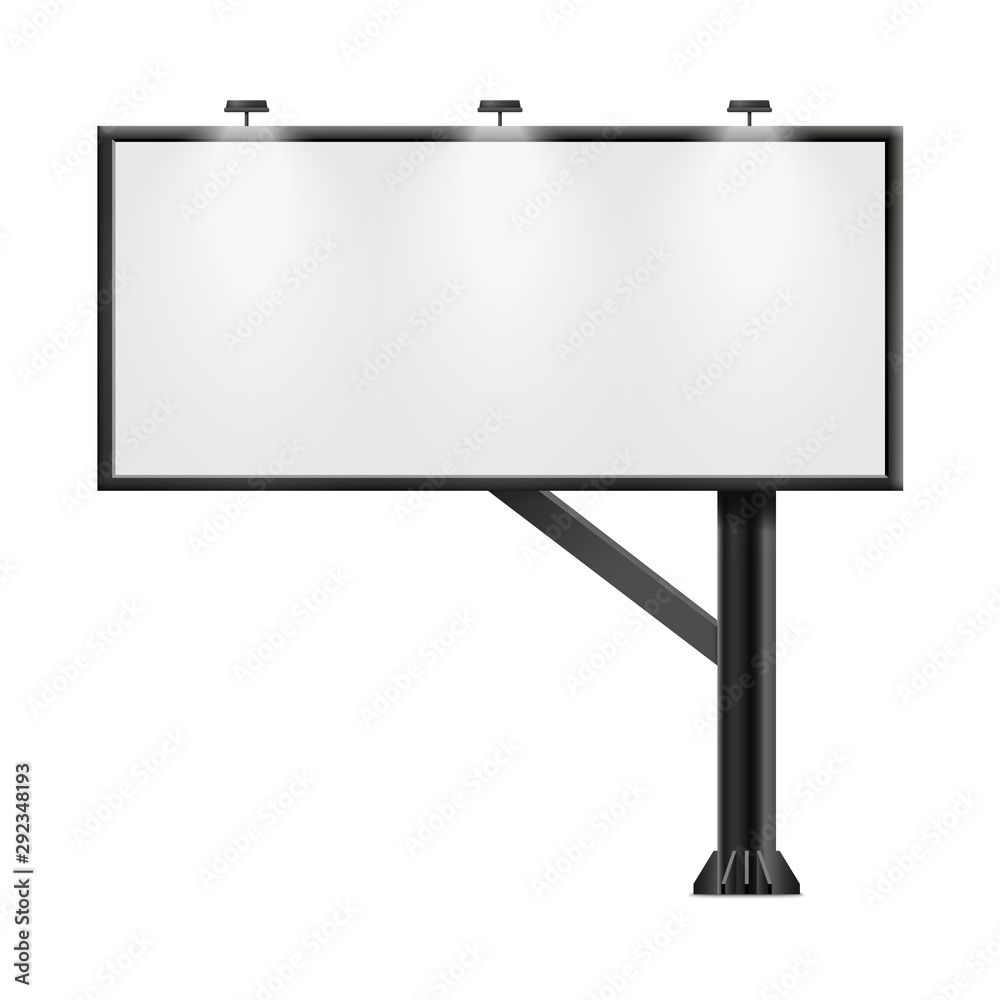 Black billboard with blank ad poster space isolated on white background - obrazy, fototapety, plakaty 
