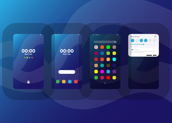 Wall Mural - Smartphone Phone Screens Generic Layout Mock Up User Interface User Experience UI Vector Illustration