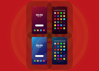 Wall Mural - Smartphone Phone Screens Generic Layout Mock Up User Interface User Experience UI Vector Illustration