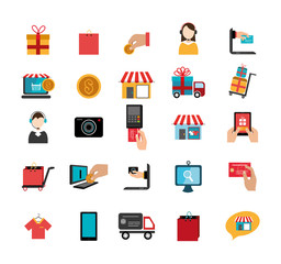 Poster - bundle of ecommerce with set icons