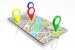 3D smartphone, map - destinations concept