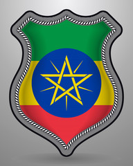 Wall Mural - Flag of Ethiopia. Vector Badge and Icon. Horizontal Orientation Version