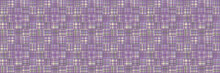 Spliced Stripe Geometric Gingham Variegated Border Background. Seamless Pattern Check Criss Cross Bleached Resist. Trendy Broken Stripe Digital Disrupted Line Ribbon Trim. Purple Woven Dye Color