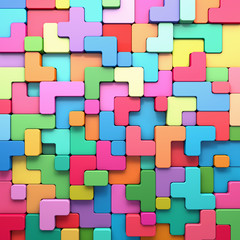 Fototapete - 3D rendering abstract background of multi-colored rounded shapes
