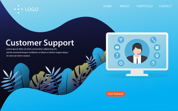 customer support, website template, vector layered, easy to edit and customize, illustration concept