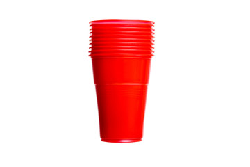 Poster - red plastic glasses isolated on white background