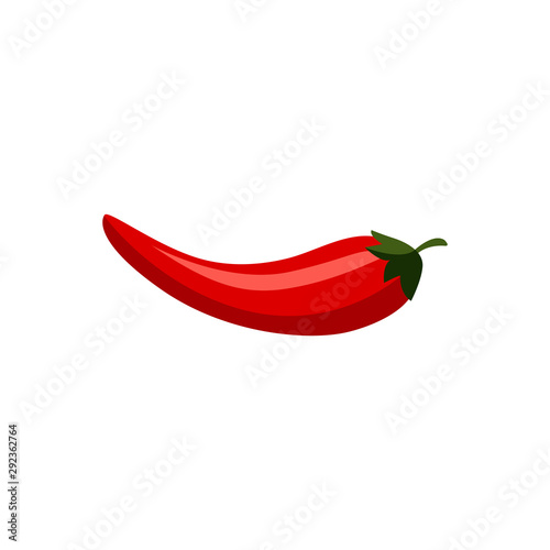 Fotomural Red chili pepper - flat cartoon vector illustration isolated on white background