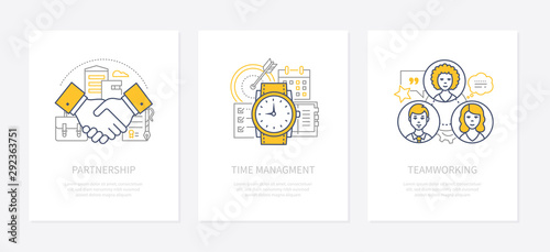 Cuadros en Lienzo Business management - line design style icons set
