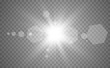 © NAUM - Special lens flash, light effect. The flash flashes rays and searchlight. illust.White glowing light. Beautiful star Light from the rays. The sun is backlit. Bright beautiful star. Sunlight. Glare.