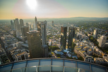 Frankfurt Skyline In The Sun - View From Maintower