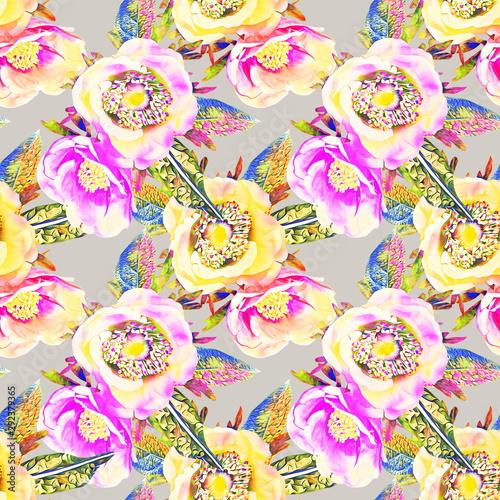 Anemone flower seamless pattern.