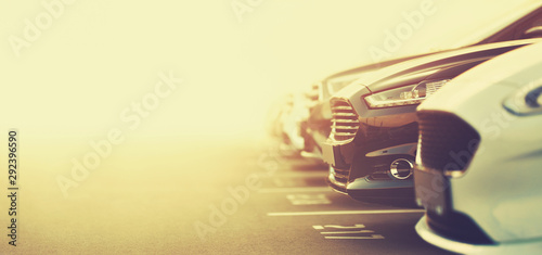 Cuadros en Lienzo luxury cars on dealership parking in selective focus