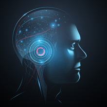 Artificial Intelligence Human Head Illustration