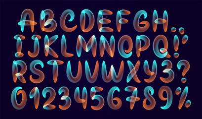 Poster - Fluid colored letter. Alphabet font of melting liquid.
