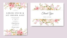 Beautiful Wedding Invitation Card With Floral And Leaves Template