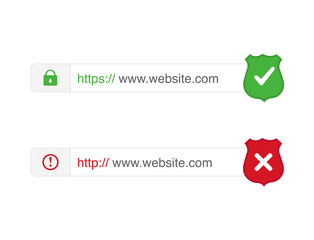 Fototapete - Http and https secure and not secure connection ssl encryption