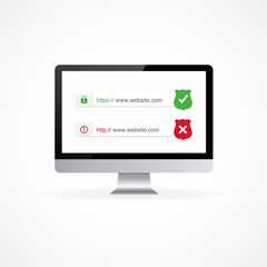 Fototapete - Secure your site with HTTPS, internet communication protocol that protects the integrity and confidentiality of data between the user's computer and the site vector illustration