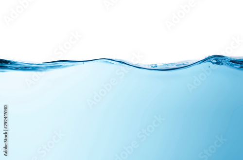 Cuadros en Lienzo Blue water splashs wave surface with bubbles of air on white background