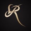 Creative luxury letter R shaped love design vector symbol