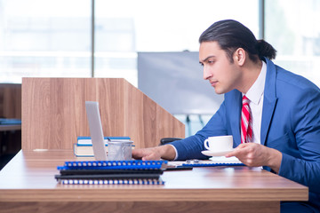 Young handsome businessman sitting in the office