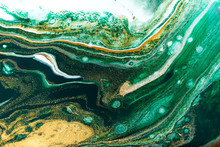 Green And Gold Ripples Abstract Background.
