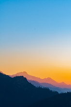 Beautiful Sunrise Background, Silhouette Mountain Style
