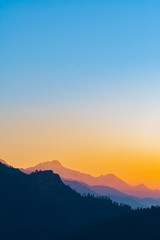 beautiful sunrise background, silhouette mountain style