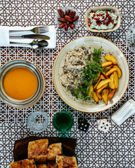 Wall Mural - Fried potato with mushroom in sour cream