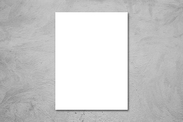 Wall Mural - white poster on concrete wall. or blank paper labels on the cement wall.information promoting ideas 