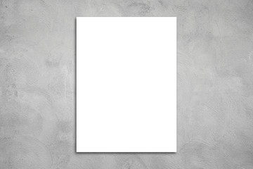 Wall Mural - white poster on concrete wall. or blank paper labels on the cement wall.information promoting ideas 