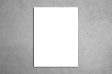 Wall Mural - white poster on concrete wall. or blank paper labels on the cement wall.information promoting ideas 