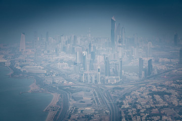 Aerial panorama of Kuwait City