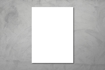 Wall Mural - white poster on concrete wall. or blank paper labels on the cement wall.information promoting ideas 