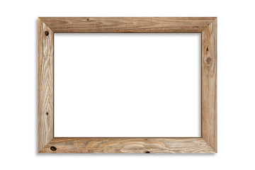 Wall Mural - wood picture frame isolated on white background with clipping path . image display concept