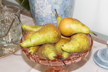 Wall Mural - Pears conference in a dish made in glass