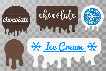 Poster - chocolate is dripping. drops of ice cream. Dripping liquid. Current drops. Vector illustration. Color easy to edit. Transparent background.