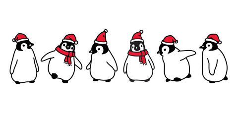 Wall Mural - penguin vector Christmas Santa Claus hat icon logo cartoon character illustration symbol graphic doodle design