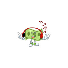 Sticker - Listening music paper money cartoon character mascot style