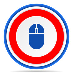 Aufkleber - Mouse, computer round icon, red, blue and white french design illustration for web, internet and mobile applications