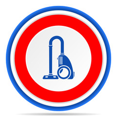 Aufkleber - Vacuum cleaner round icon, red, blue and white french design illustration for web, internet and mobile applications